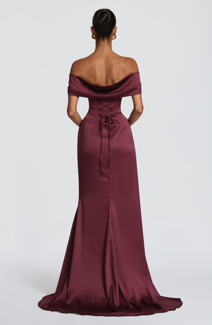 Molly | Women's Satin Bardot Evening Gown