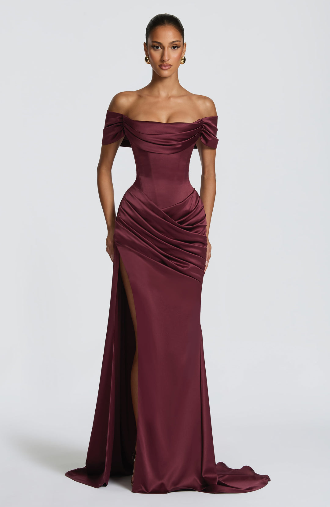 Molly | Women's Satin Bardot Evening Gown