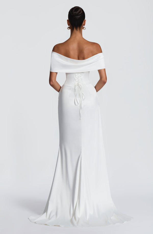 Molly | Women's Satin Bardot Evening Gown