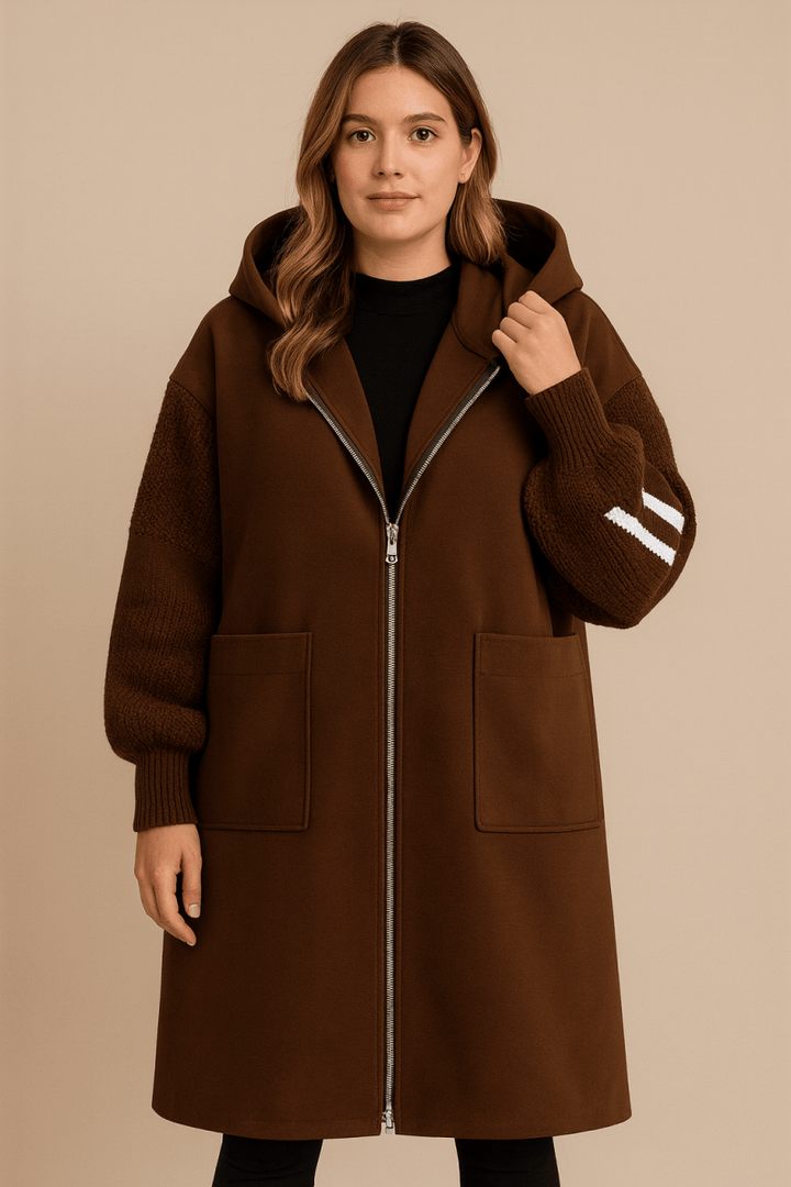Romilly | Women's Oversized Longline Hooded Wool-Look Coat