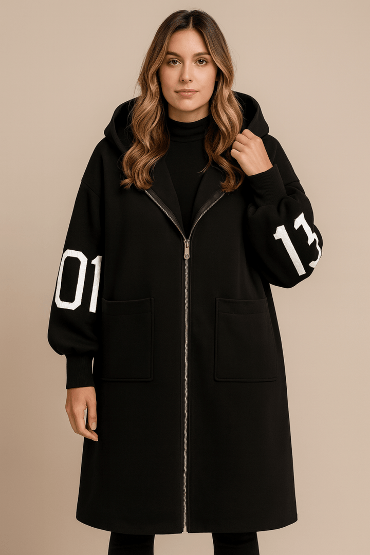 Romilly | Women's Oversized Longline Hooded Wool-Look Coat