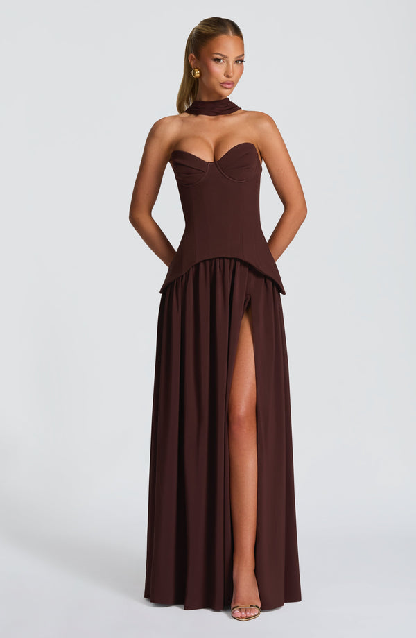 Gia | Women's Evening Crepe Corset Maxi Dress