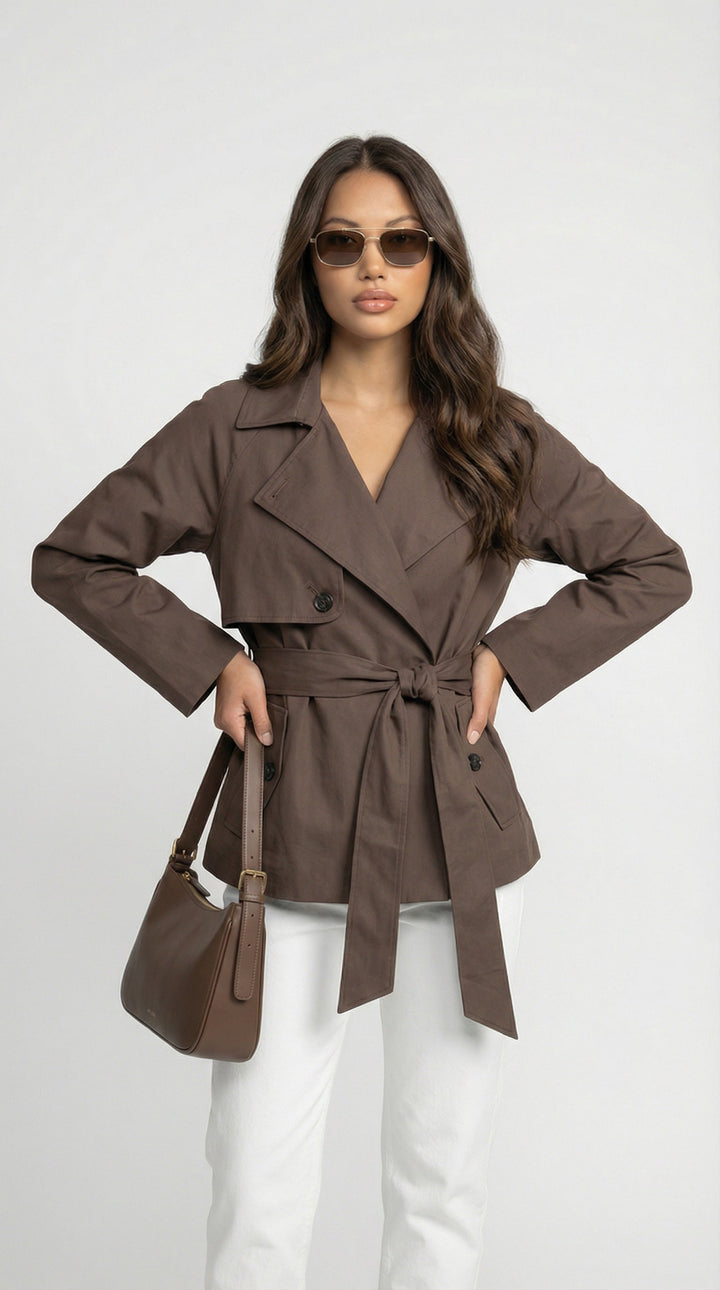 Montrelle | Women's Double Breasted Belted Trench Coat