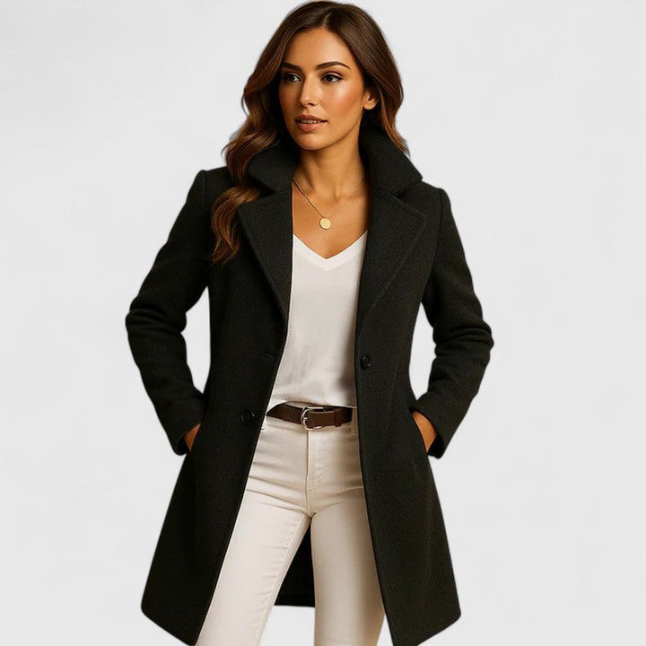 Women's Longline Tailored Notch Lapel Button Front Coat